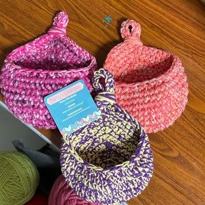 Crocheted baskets, Multiple colors. Handmade by me. You get all 3.